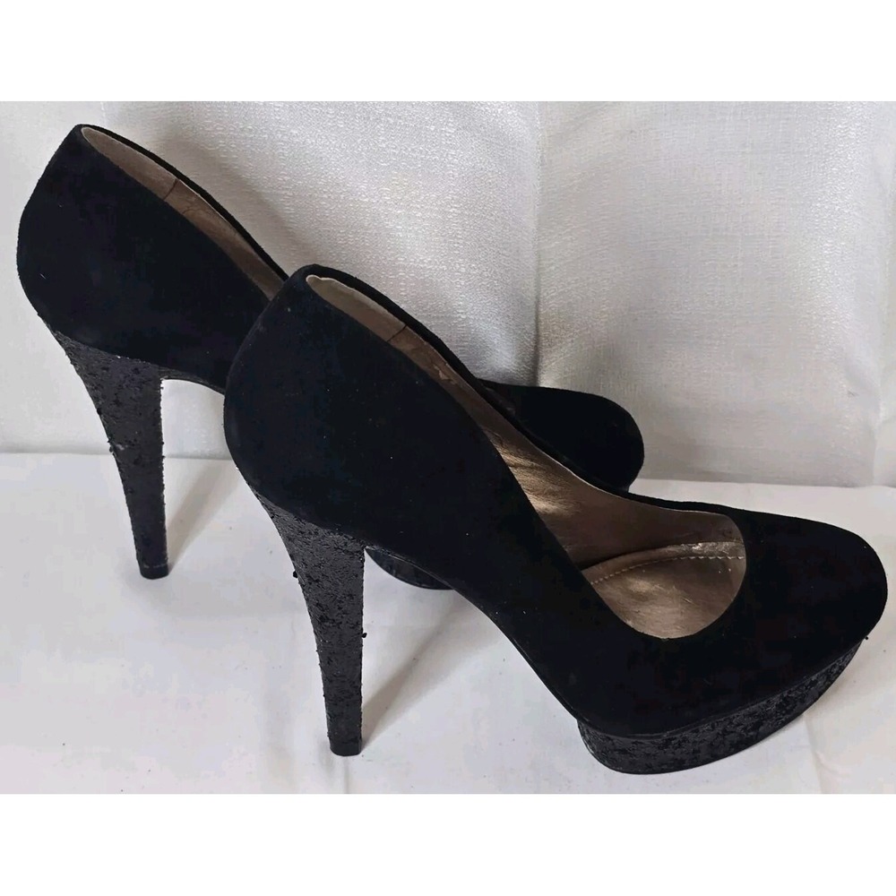 Bcbgeneration Black Suede Glitter Platform Pumps … - image 2